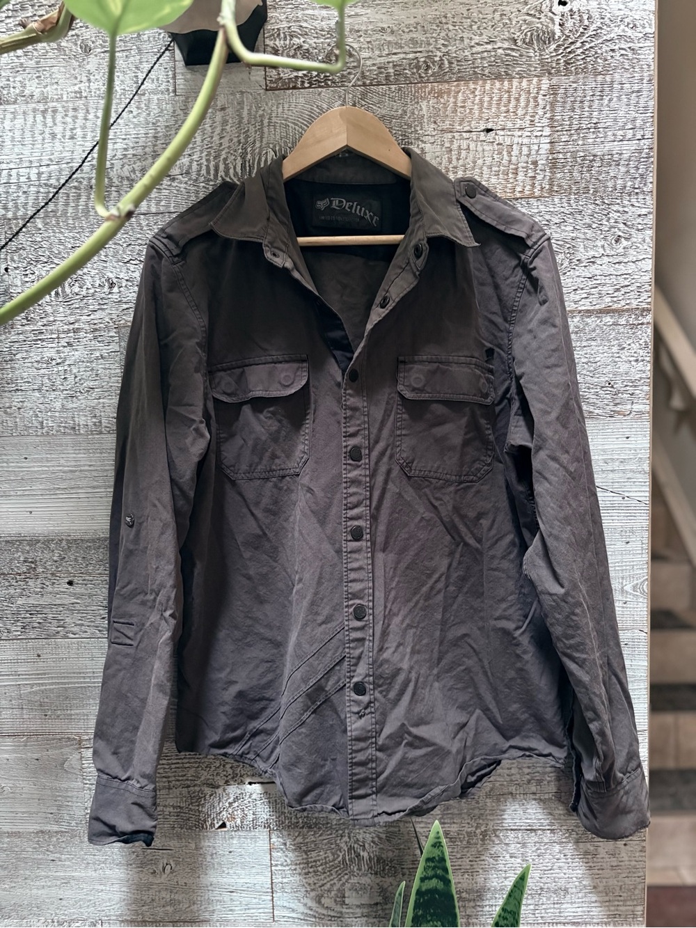 Fox Racing | Y2K "Deluxe" Limited Ed. Utility Snap-Up Shirt - Men's L, Gray